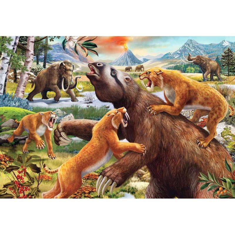 Puzzles 2x24 p - Mammouths et dinosaures