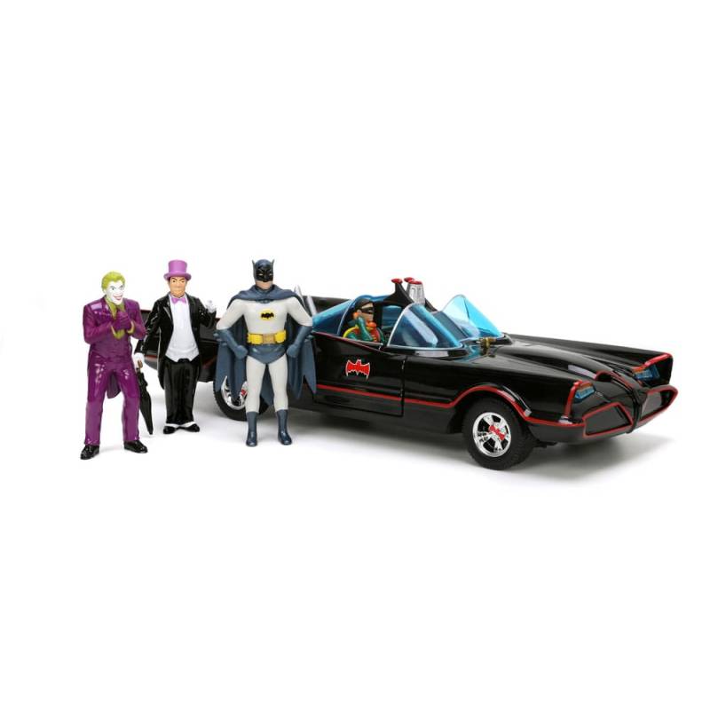 Batman 1/24 Pack de 5 Classic TV Series métal avec Batman, Robin, Joker, Penguin & Batmobile