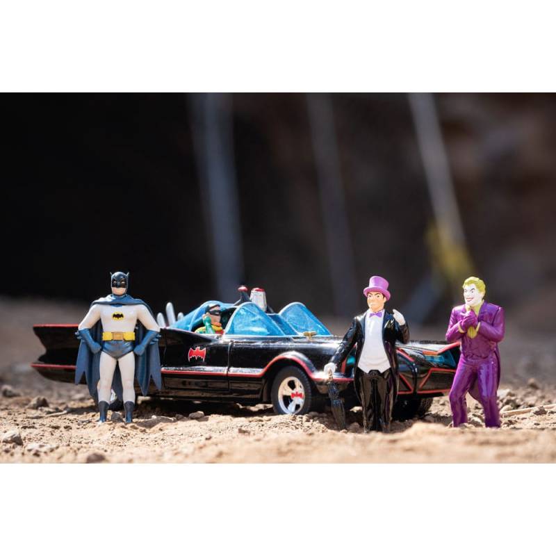 Batman 1/24 Pack de 5 Classic TV Series métal avec Batman, Robin, Joker, Penguin & Batmobile