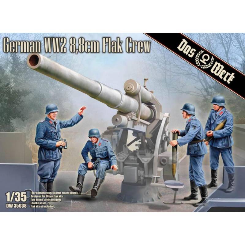 DAS WERK: 1//35; German WW2 8.8 cm Flak Crew (4 fig.)