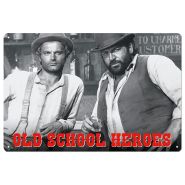 Bud Spencer & Terence Hill panneau métal Old School Heroes 20 x 30 cm