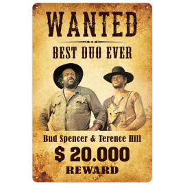 Bud Spencer & Terence Hill panneau métal Wanted 20 x 30 cm