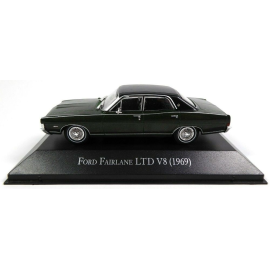 Miniature FORD Fairlaine LTD V8 1969 berline 4 porte verte toit noir vendue sous blister