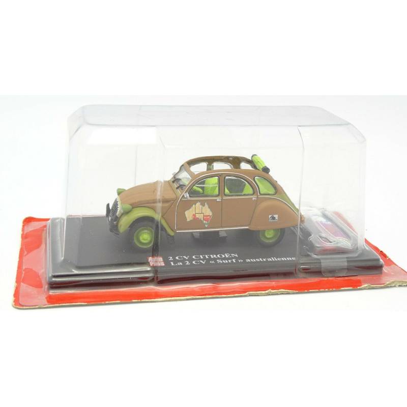 Citroen 2cv Surf Australienne marron et verte avec accessoires Collecttion Auto Plus vendue sous blister