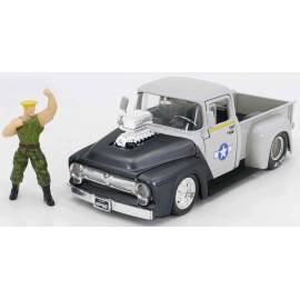 FORD F100 Pick-up 1956 gris avec figurine Guile