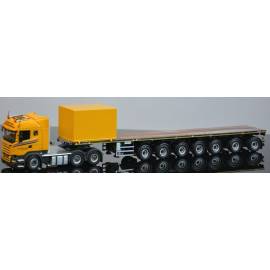 SCANIA R-Streamline Hightline 6x4 BOEKESTIJN avec semi plateau 7 essieux et ballast