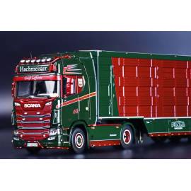 Miniature SCANIA SERIES S HIGHROOF 4x2 avec remorque 3 essieux HACHMEISTER