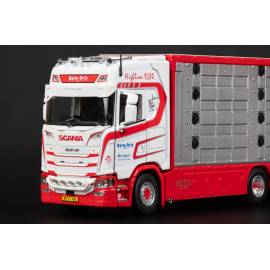 Miniature SCANIA S High Roof 6x4 porteur avec remorque 1+2 Essieux bétaillère BETTE GRIS