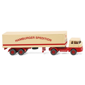 Miniature HENSCHEL HS 14/16 4x2 avec semi caisse rigide 2 essieux Hamburger Spedition