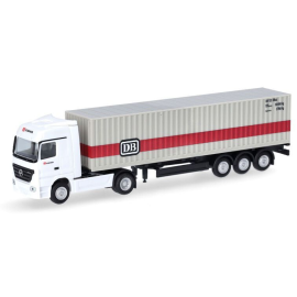 Miniature MERCEDES BENZ Actros 4x2 avec remorque porte container 3 essieux DEUTSCHE BAHN