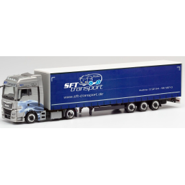 Miniature MAN TGX XXL 4x2 avec remorque bâchée 3 Essieux SFT Transport