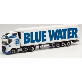 Miniature VOLVO FH Gl. XL 2020 6x2 avec remorque frigo 3 Essieux BLUE WATER