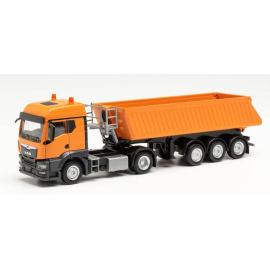 Miniature MAN TGS TM 4x2 avec benne 3 Essieux Orange