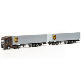 Miniature SCANIA CR 20 HD 4x2 avec dolly et 2 remorques 3 essieux UPS Spanien