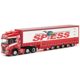 Miniature SCANIA CR 20 HD 6x2 avec remorque surbaissée 5 essieux SPIESS