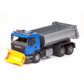 Miniature SCANIA G 6x4 bleu avec lame de déneigement