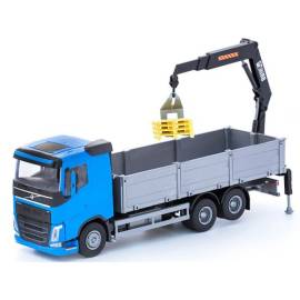 Miniature VOLVO FH 6x4 bleu avec grue arrière de chargement HIAB