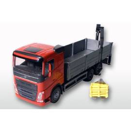 Miniature VOLVO FH rouge porteur 6x4 avec grue de déchargement