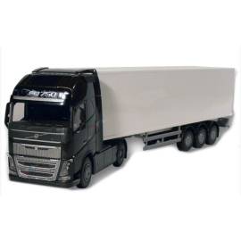 Miniature VOLVO FH16 GL 750 XL 4x2 noir avec remorque 3 Essieux Blanche