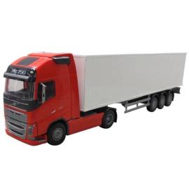 Miniature VOLVO FH16 750 Globettrotter XL 4x2 rouge avec remorque 3 essieux