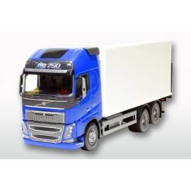 Miniature VOLVO FH16 6x4 bleu avec caisse et hayon