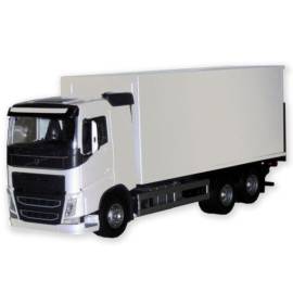 Miniature VOLVO FH 6x4 blanc avec caisse et hayon