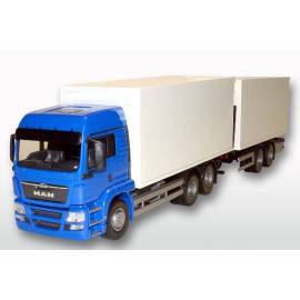 Miniature VOLVO FH 6x4 bleu avec remorque 1 + 1 essieu et hayon