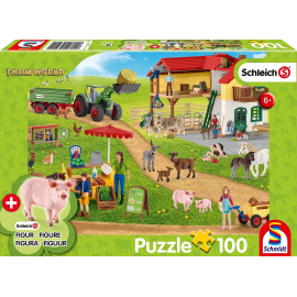  Puzzle 100 Pièces SHCLEICH Ferme et magasin avec figurine