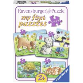  Mes premiers puzzles - 4 puzzles 2,4,6 et 8 pièces - Animaux de compagnie