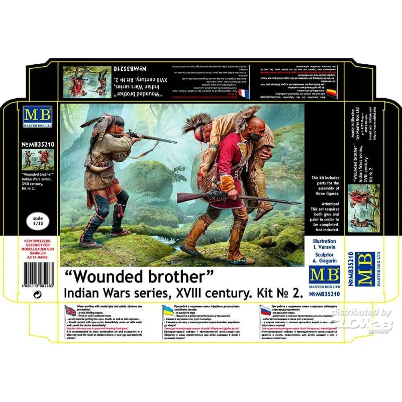 Maquette Wounded brother. Indian Wars series, XVIII century. Kit No. 2