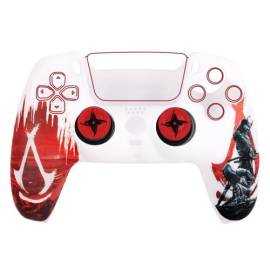  Coque Silicone + grips pour Manette PS5 - Assassin's Creed Shadows (Red)