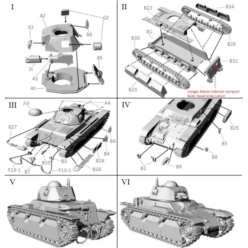 Maquette militaire FIRST TO FIGHT: 1/72; French Renault R40 tank with SA18 gun