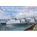 Maquette TAKOM MODEL: 1/350; MULTIFUNCTIONAL BOAT PR.23370 & ANTI-SABOTAGE BOAT PR.21980 2+2+2