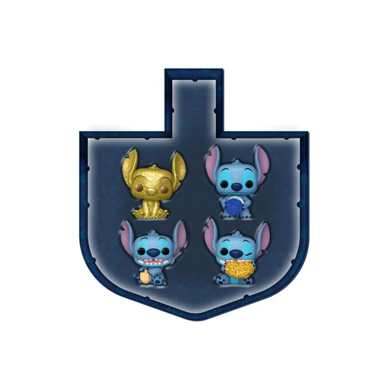 Funko Stitch Holiday - 2024 pack 4 porte-clés Pocket POP! Vinyl Dreidel Box 4 cm