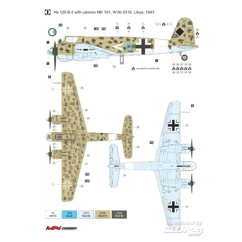 MN-Hobby Henschel Hs- 129B-2 with cannon MK 101& MK103