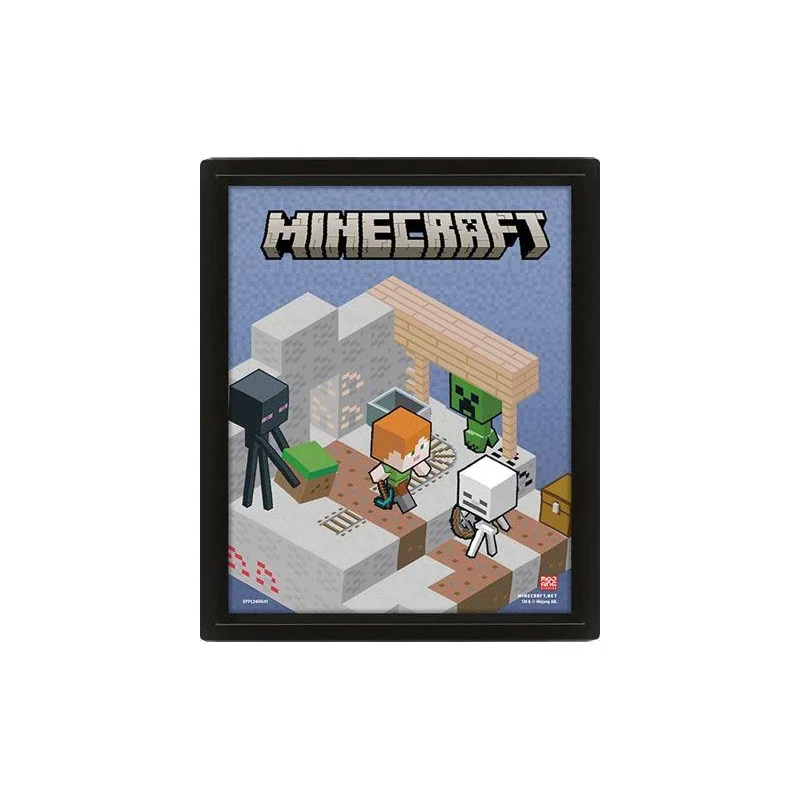  MINECRAFT - Switching Terrain - Poster lenticulaire 3D 28x24cm