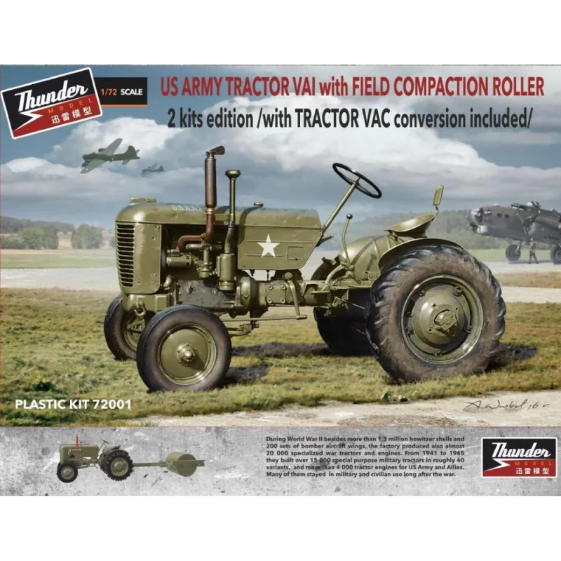 Maquette THUNDER MODEL: 1/72; US Case VAI Tractor 2 kits edition + Le Tourneau Compaction Roller and VAC conversion