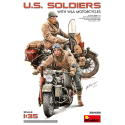 Maquette U.S. SOLDIERS WITH WLA MOTORCYCLES This kit features U.S. soldiers with WLA motorcycles, providing a detailed represen