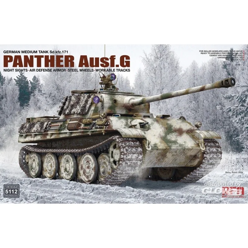 Maquette Panther Ausf. G w/ Night Sights, Air Defense Armor, Steel Wheels, Workable Tracks