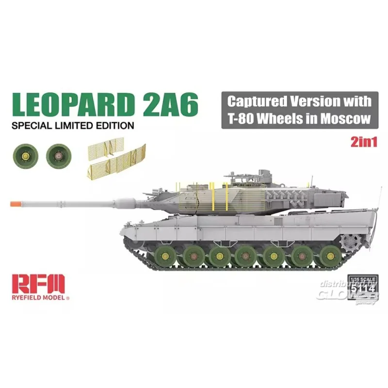 Maquette Leopard 2A6 Captured Version with T-80 Wheels in Moscow 2 in 1 Limited Edition