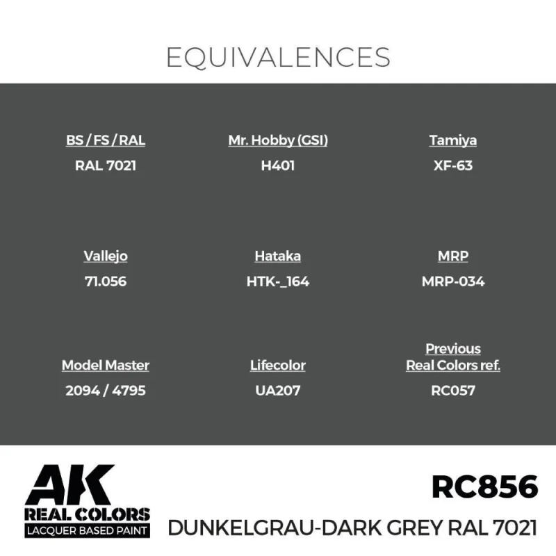 AK Interactive AK INTERACTIVE: Real Colors Dunkelgrau-Dark Grey RAL 7021 17 ml.