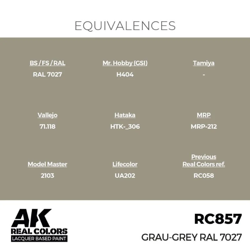 AK Interactive AK INTERACTIVE: Real Colors Grau-Grey RAL 7027 17 ml.