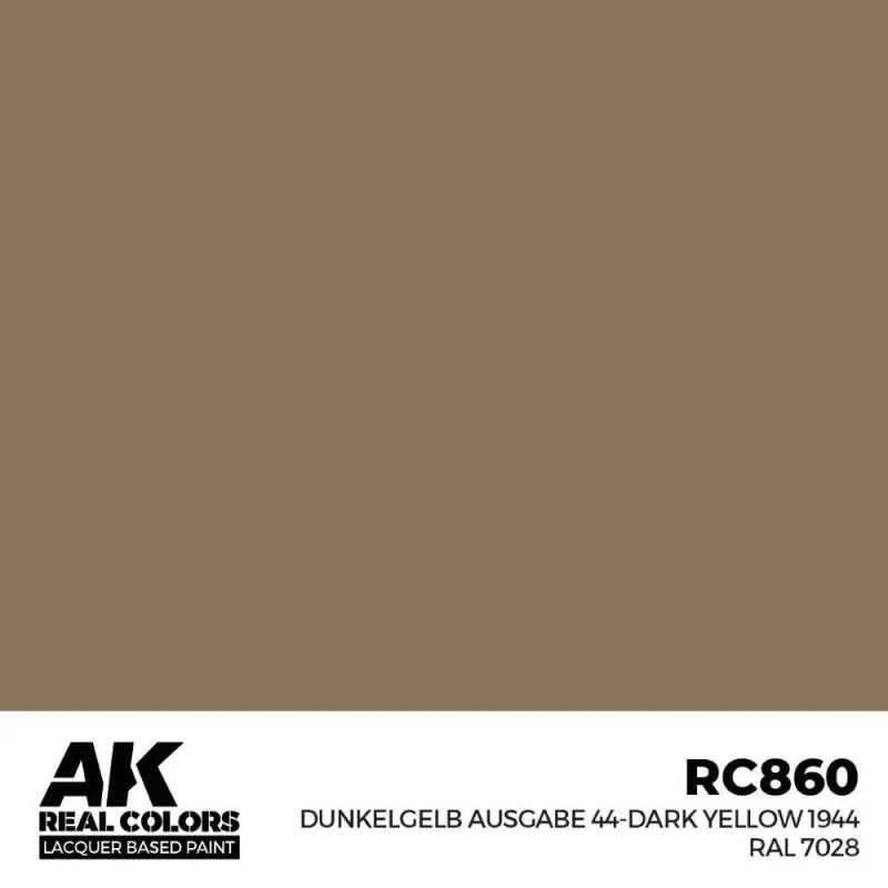 Peinture à maquette acrylique AK INTERACTIVE: Real Colors Dunkelgelb Ausgabe 44-Dark Yellow 1944 RAL 7028 17 ml.