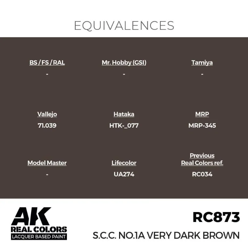 AK Interactive AK INTERACTIVE: Real Colors S.C.C. No.1A Very Dark Brown 17 ml.