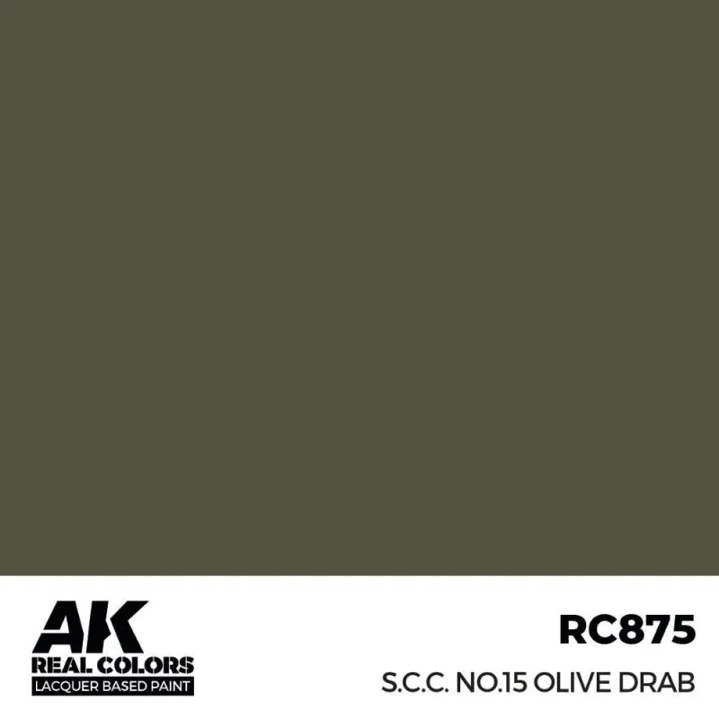 Peinture à maquette acrylique AK INTERACTIVE: Real Colors S.C.C. No.15 Olive Drab 17 ml.