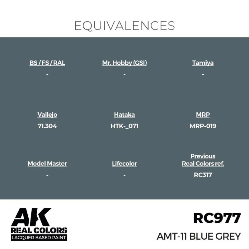 AK Interactive AK INTERACTIVE: Real Colors AMT-11 Blue Grey 17 ml.