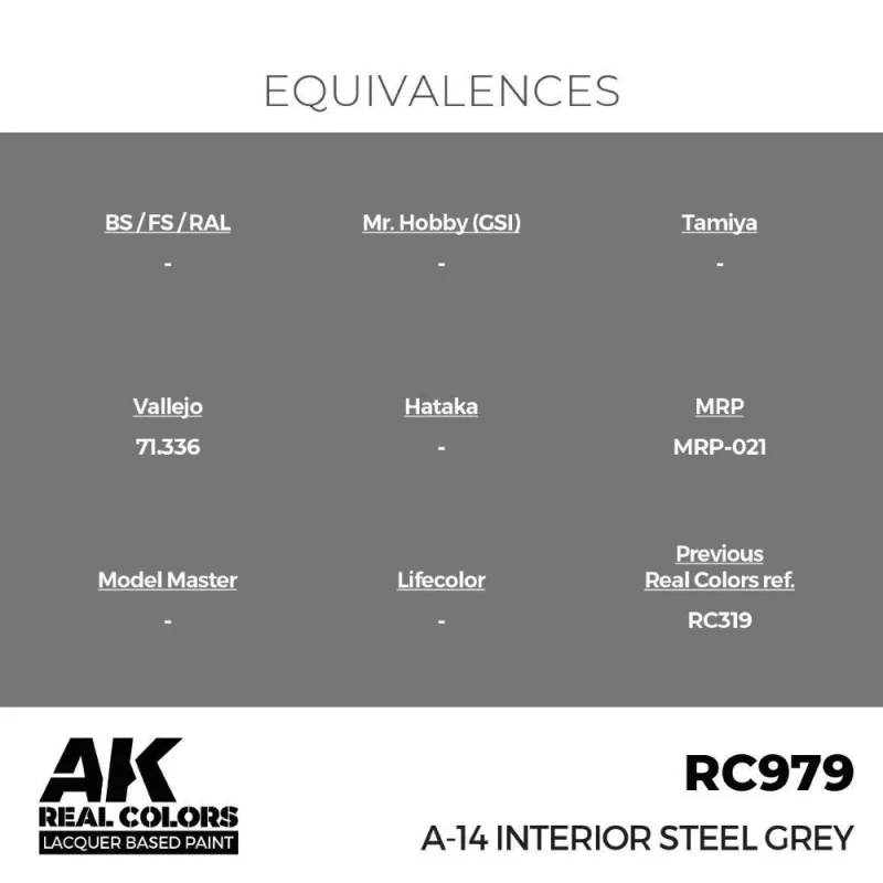 AK Interactive AK INTERACTIVE: Real Colors A-14 Interior Steel Grey 17 ml.