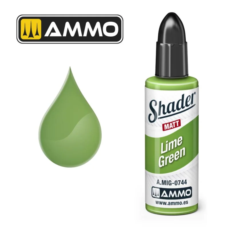 Peinture AMMO of MIG: MATT SHADER Lime Green 10mL