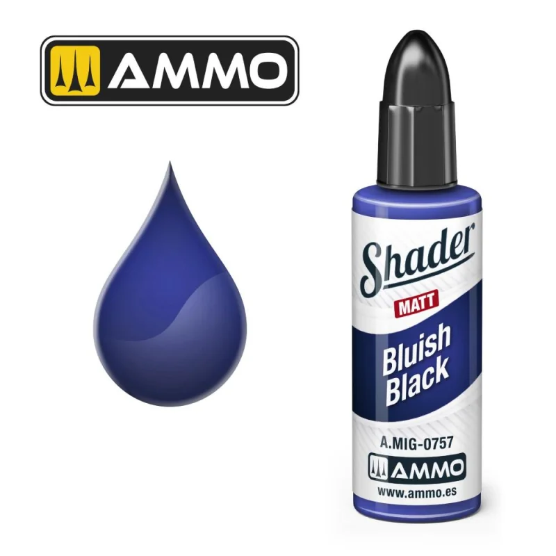 Peinture AMMO of MIG: MATT SHADER Bluish Black 10mL