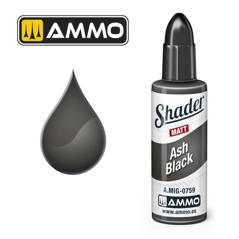 Peinture AMMO of MIG: MATT SHADER Ash Black 10mL